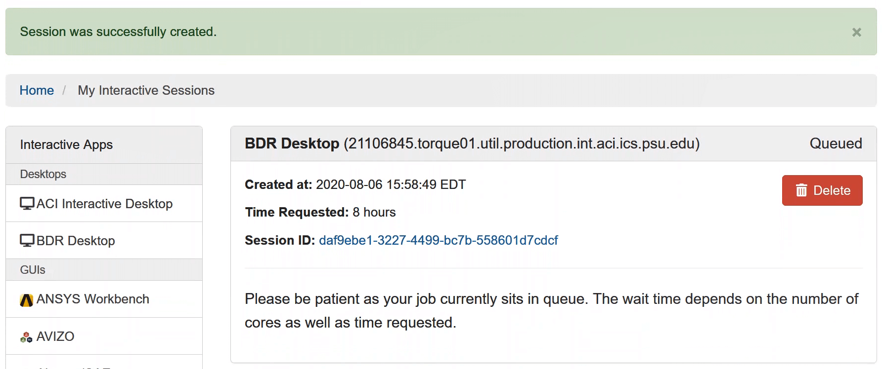 BDR Desktop session queued